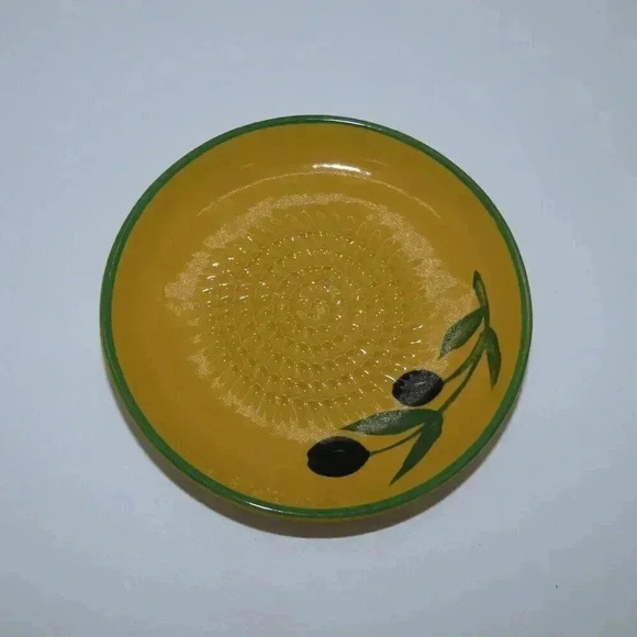 Ceramic Garlic Grater Plate Olive Pattern Cheese - Picture 5 of 5